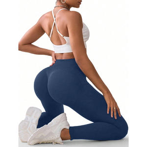 Mallas de gimnasio de secado rápido con estampado personalizado para mujer, pantalones de Yoga de cintura alta para entrenamiento informal, deportes, patrón sólido, costuras de diamantes de imitación - Product Image 2