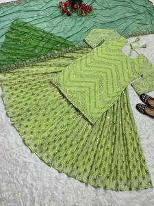 Diseñador Lehenga en estilo elegante completamente cosido vestido de fiesta bordado secuencia trabajo Top falda Dupatta hermoso Color - Product Image 6