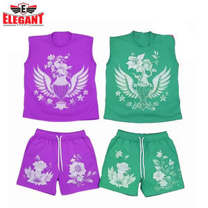 Conjunto de Camiseta sin Mangas y Pantalones Cortos de Algodón para Hombre, Tela Suave y Transpirable, Buena Calidad, Impresión Térmica y DTF, Otoño, por Elegant Sports - Product Image 3