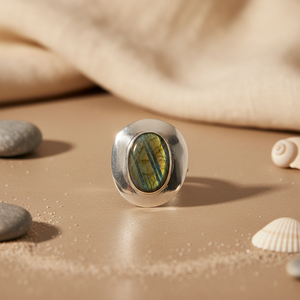 "<b>Labradorite</b> Oval <b>Ring</b>-925 Silver Women's Fashion Jewelry" - Product Image 2
