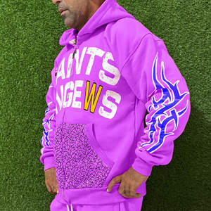 Manufacturer's Best Custom Logo Unisex Flared <b>Tracksuit</b> Sweatpants Hoodie Set Winter Solid Streetwear 100% Cotton Four-Way - Product Image 3