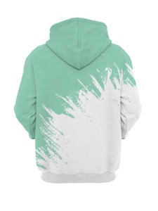 Sudadera con Capucha de Moda Masculina, Simple, Impresa en 3D, Impermeable, de Punto, con Empalme de Dos Colores, Informal para Calle, Otoño Invierno, Poliéster - Product Image 4