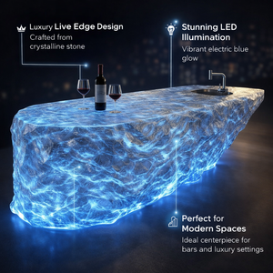 Mostrador de Bar Artístico para Residencias y Villas, Mostrador de Isla Luminoso de Cristal, Mesa de Té de Resina Transparente Estilo Glaciar para Recepciones y Tiendas - Product Image 2