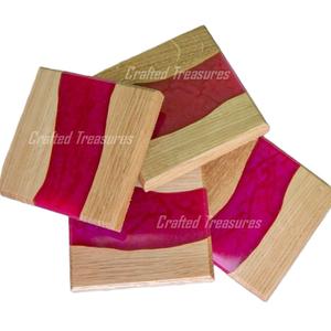 Dessous de verre sans rivière en résine époxy en bois de manguier les plus vendus avec ensemble de supports Sous-verres gratuits Tapis et tampons de boissons - Product Image 6