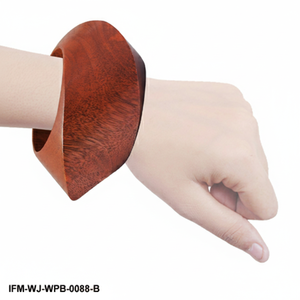 Brazalete de Madera Gruesa Grande, Brazalete de Madera Esculpida a Mano, Joyería Ancha y Cónica para Mujer - Product Image 4