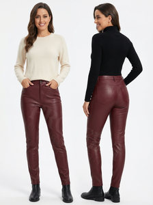 Pantalons skinny en similicuir pour femmes, taille haute, extensible, coupe slim, pantalon de mode streetwear, vente en gros, OEM, pantalon en cuir personnalisé - Product Image 2