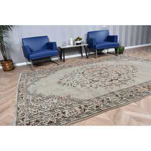 Vintage Large Rug, 6.2x9.5 ft Turkish Rug, <b>Brown</b> <b>Wool</b> Rug - Product Image 3