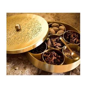 Indian style brass copper <b>spice</b> <b>masala</b> <b>dabba</b> handmade design brass metal <b>spice</b> <b>masala</b> <b>box</b> wholesale price made in India - Product Image 3