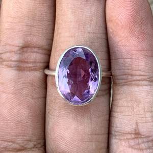 Anillo de boda de Plata de Ley 925 para mujer, diseño minimalista, ajuste de bisel de piedra amatista, corte ovalado, fiesta de moda, Día de San Valentín - Product Image 6