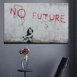 Impression sur toile de graffitis Banksy : No Future Urban Political Art, toile enveloppée - Product Image 1