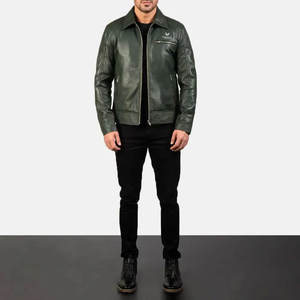 Blouson d'hiver décontracté en cuir léger pour homme, style vintage, en toile écologique, coupe-vent, col mandarin, fermeture éclair, vente en gros - Product Image 5