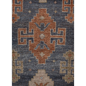 Tapis en laine noué à la main Erbe Blue, géométrique, 9x12, rectangulaire, pour salon, décoration de la maison et de la voiture, RGS-1511 - Product Image 3