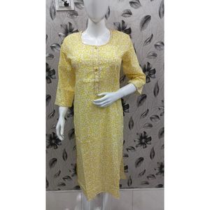 Ladies Jaipuri Cotton Floor-Length <b>Kurti</b> Elegant Trendy Office Lady Dress Breathable Feature ODM Supplied XS Size for Club Day - Product Image 5