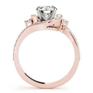 Ensemble de mariage Halo Swirl en or rose 14 carats avec diamant de 1,79 carat, bijoux fins tendance, perle pour mariages, fêtes, cadeaux, fiançailles - Product Image 1
