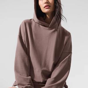 Sudadera con capucha de gran tamaño para mujer, ropa de calle de Terry francés de peso pesado, logotipo personalizado, hombro caído, cuello con capucha de invierno, posición de logotipo frontal - Product Image 5