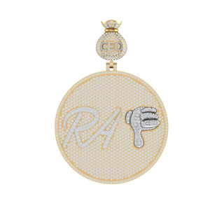 Pendentif personnalisé RAF CEO en or massif 10K avec diamants de laboratoire, style hip-hop, médaillon rond, entièrement serti de diamants - Product Image 5