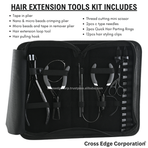 Best Quality Stainless Steel Hair Extension Tool Kit 2pcs C Type Needles Microbeads <b>Tape</b> Remover Plier Hair Loop Tool - Product Image 2