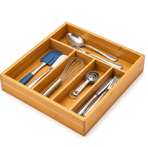 Organisateur de tiroir pour ustensiles de cuisine en bambou avec plateau extensible, type sur pied - Product Image 1