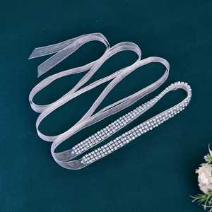 Cinturón de Novia Ajustable Bridella BS134L con Pedrería Blanca y Perlas para Bodas, Bailes de Graduación y Eventos Formales - Product Image 1