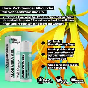Vitadrops Gel d'aloe vera 93% avec acide hyaluronique et ingrédients végétaux, hydratant pour le visage, le corps et les mains, offre OEM - Product Image 2