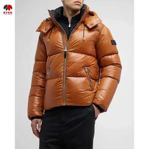 Chaqueta acolchada de invierno para hombre con diseño con capucha, tela tejida suave, logotipo personalizado OEM y color sólido - Product Image 3