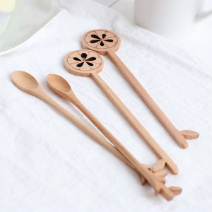 Cuchara de Madera para Agitar Café y Té, Cuchara Mezcladora para Café, Azúcar y Miel, para <span class=keywords><strong>Bebidas</strong></span> y Postres - Product Image 2