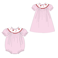 Noël 2024 vêtements pour enfants robes décontractées smockées pour filles avec manches courtes en coton âge de 3 mois à 12 ans personnalisé