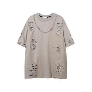 T-shirt pour homme 2026, nouveau, délavé à l'acide, vintage, délavé, à épaules tombantes, surdimensionné, tricoté, ample, à manches courtes, col montant, pour homme - Product Image 3