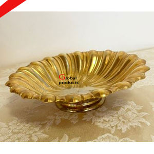 Tazón de comida de aluminio y metal con acabado dorado brillante de buena calidad para restaurante y bar de hotel - Product Image 4