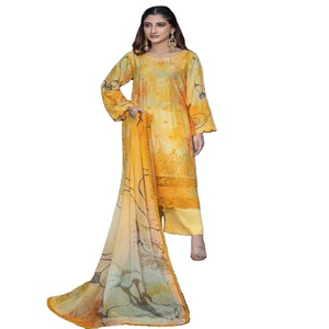 Vestidos Panjabi paquistaníes bordados en viscosa para mujer, trajes de tres piezas con diseño SAMAR Dr Haris Vol, ropa India pakistaní - Product Image 1