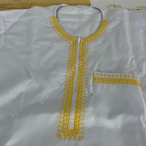 Nouveauté : Thobe traditionnel islamique pour hommes musulmans, en coton vintage, à manches longues, brodé, grande taille, couleur personnalisée - Product Image 3