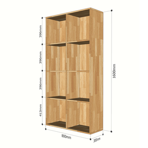 Librería Moderna de 4 Niveles, Cuadrada, 80x30x160cm, Madera de Caucho KS68106, Tipo Soporte, para Sala de Estar, Oficina, Habitación Infantil, Dormitorio - Product Image 4