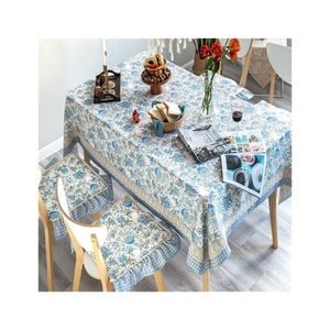 Motif Leaves Lightweight Cotton 60x90 Inch Dining <b>Table</b> <b>Cloth</b> GOTS Certified Eco Safe Breathable Fabric Casual Dining Setup - Product Image 1