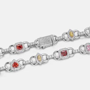 Luxury Multi-Color Iced <b>Moissanite</b> Brass Link Chain Iced Out Hip Hop <b>Necklace</b> for Unisex Gift - Product Image 3