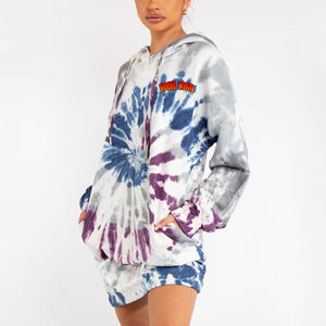 2025 nuevo Hip Hop moda Casual mujer de gran tamaño con capucha pulóver Top largo Streetwear holgado Tie Dye diseño para invierno - Product Image 1
