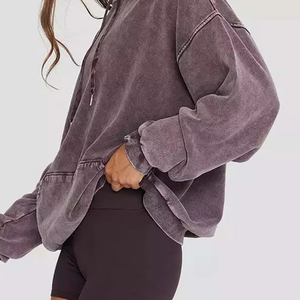 Sweat à capuche long en molleton délavé pour femme avec impression personnalisée, style hip-hop surdimensionné, design unique, sweat à capuche délavé pour femme - Product Image 4