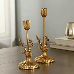 Joli renne Table objet bougie support cornes dorées ensemble de lumière de table style à la maison utilise noël fabriqué en inde à la main - Product Image 4