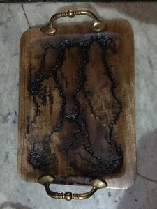 Admirable Wooden Serving Tray With Stainless Steel Handles Modern Simple Designer Tray Housewarming Gifts - Product Image 5