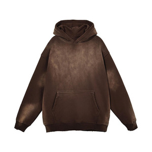 Sweat à capuche vintage lavé à l'acide lourd en coton polaire pull streetwear surdimensionné avec impression de logo pour hommes et femmes - Product Image 4