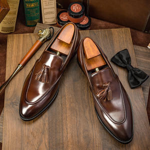 New <b>Mens</b> <b>Tassel</b> <b>Loafers</b> Genuine Cowhide Leather Pointed Toe Slip On Shoes Business Casual Dress Footwear - Product Image 1