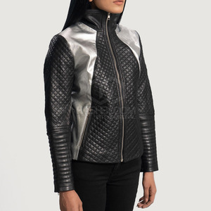 Veste en cuir PU grande taille pour femmes, teinte unie, respirante, légère, en tissu tricoté, de haute qualité, vente en gros - Product Image 2