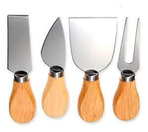 Cuchillos para Queso de Acero Inoxidable Baratos con Mango de Roble, Tabla para Queso, Espátula para Mantequilla, Utensilios de Cocina para Queso a Bajo Precio - Product Image 2