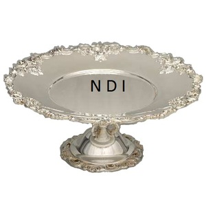 Evento Fiesta Celebración Comida Pastel Postre Servidor Copa Pastel Servidor Soporte Diseño en relieve Soporte de pastel de metal redondeado - Product Image 1