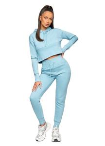 Ropa de mujer Drop Shoulder Conjunto de 2 piezas joggers pantalones Sudadera con pantalones de chándal Sudaderas con capucha en blanco/de gran tamaño - Product Image 6
