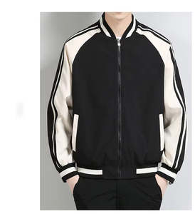 Veste universitaire pour hommes tendance en gros personnalisée, fermeture éclair, manches contrastées, style baseball, vêtements décontractés, vêtements de sport - Product Image 2
