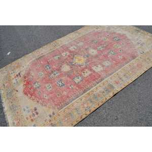 Alfombra turca vintage clásica rojo beige 5x8ft área grande rectángulo Patchwork patrón lana látex respaldo 10mm Tabriz nuevo lanzamiento" - Product Image 2