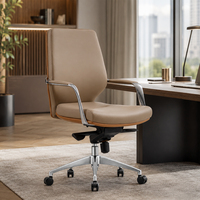 Chaise de bureau exécutive moderne à dossier mi-haut, pivotante, avec accoudoirs chromés et base métallique – Fournisseur d'usine