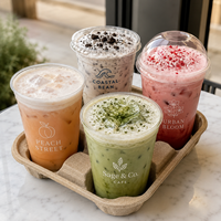 Plateaux porte-gobelets personnalisés AT PACK pour 4 boissons, porte-gobelets en pulpe écologiques pour boissons à emporter, cafés, bars à jus