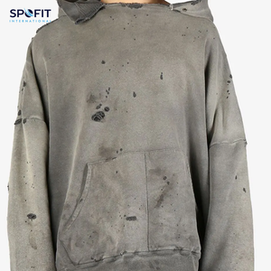 Sweat à capuche pour homme en coton 100% lourd, design délavé au soleil, vêtements d'hiver, coupe ample, épaules tombantes, streetwear respirant - Product Image 2