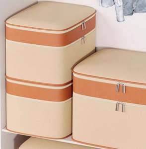 Boîte de rangement en tissu à 2 couches 54x40x35cm Tissu non tissé épais Organisateur de vêtements et de couettes - Product Image 5